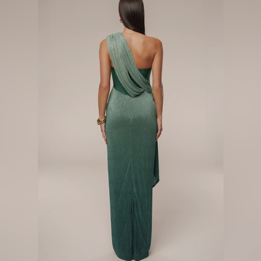 Green Celestina Draped Maxi Dress - JLUXLABEL - Picture 3 of 4